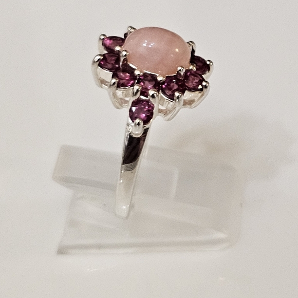 Vintage Natural Peruvian Opal & Rhodolite Garnet Sterling Silver Size 8! - Picture 11 of 12